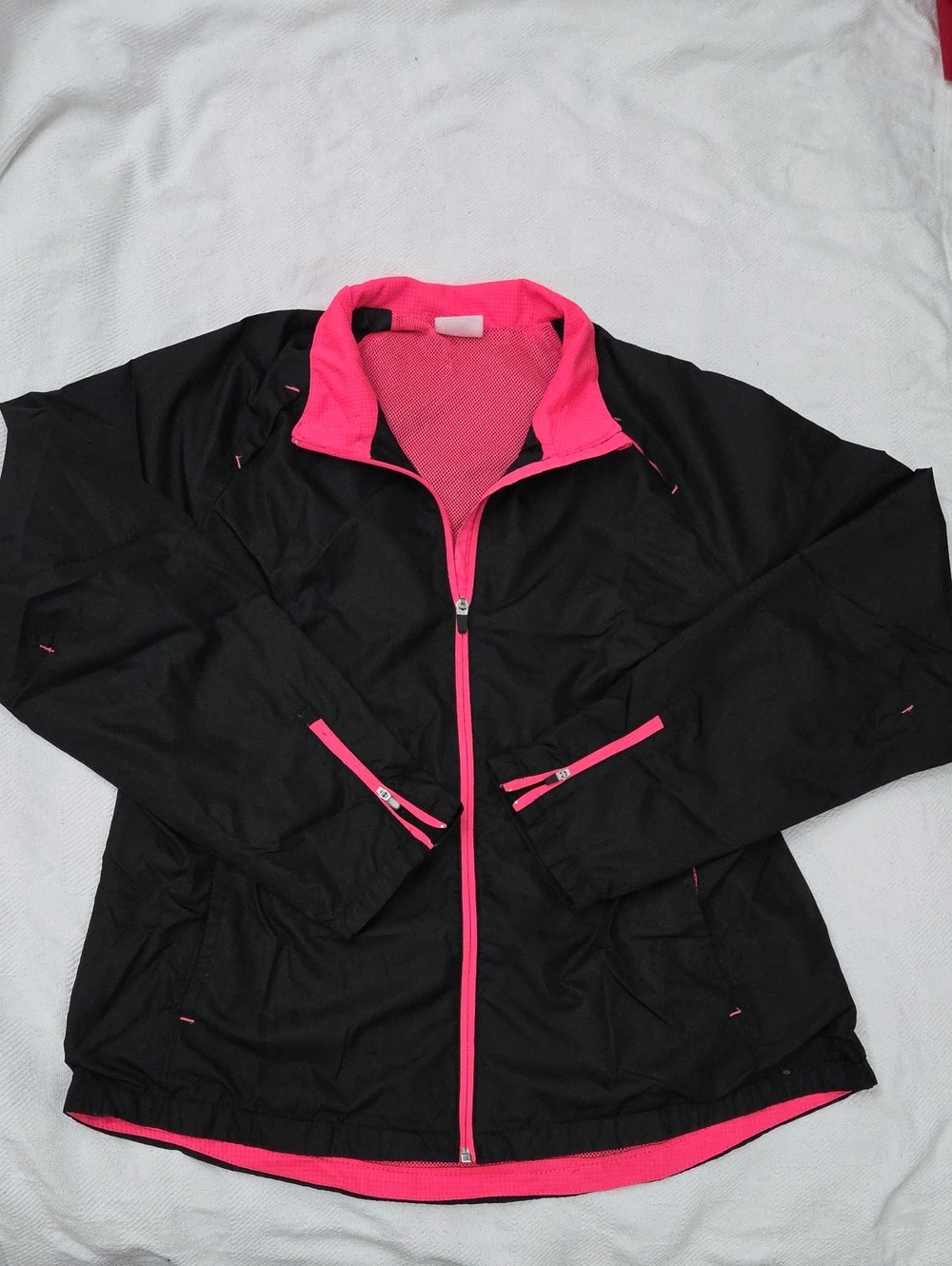 Danskin Now Women XL 16-18 Black Pink Mesh Windbreaker Track Jacket 💖 2 for $20